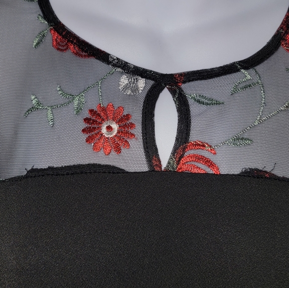 Womans Shirt With Sheer Floral Top - Picture 5 of 10